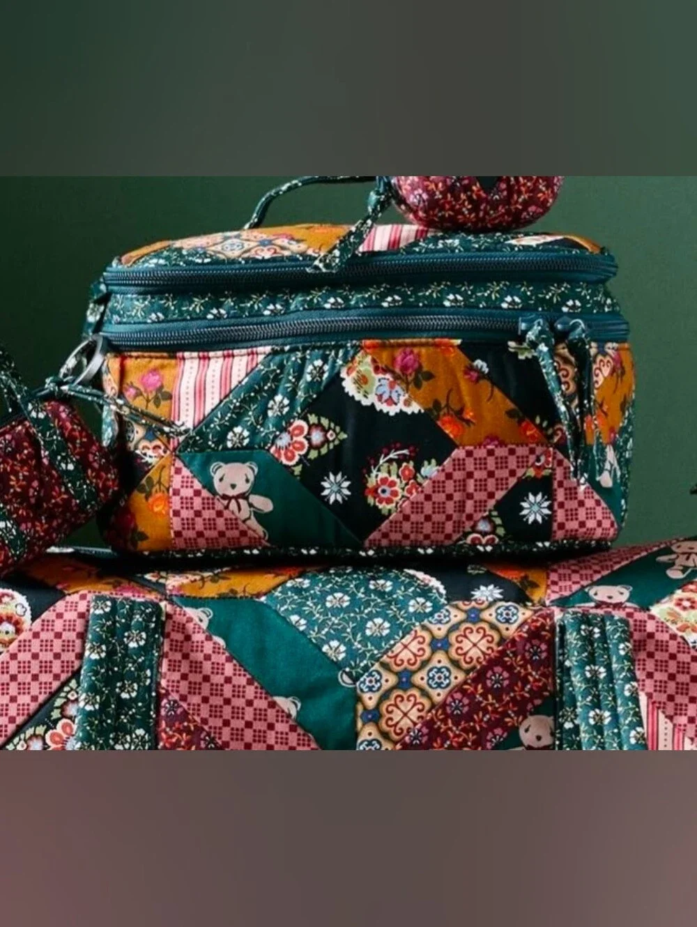 NWT! Vera Bradley x Anthropologie Brush-Up Cosmetic Case, Lattice Patchwork Mist